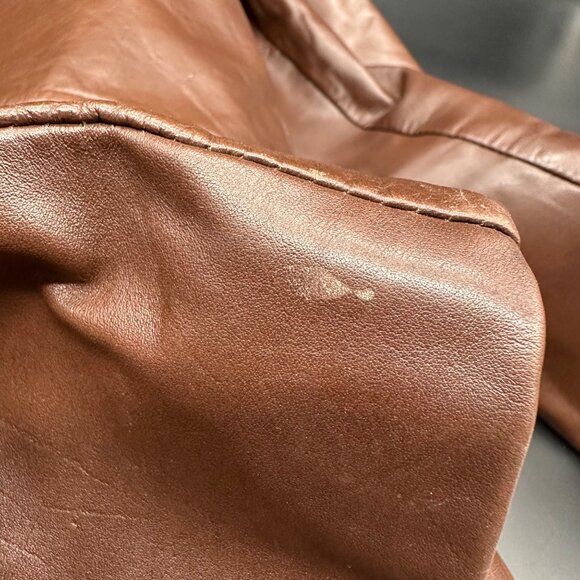 Vintage Leather Jacket Zip Lining Startown USA 1970s Mens Disco 44 Tall Brown - Picture 9 of 11